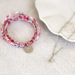 Best HappyBulle Bracelet 3 tours Liberty personnalisé médaille gravée argent coeur estampillé 15 mm - x Atelier Wagram Argent rhodié 925