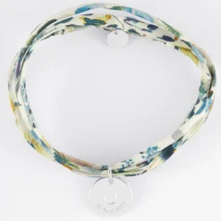 Best HappyBulle Bracelet 3 tours Liberty personnalisé médaille gravée argent coeur estampillé 15 mm - x Atelier Wagram Argent rhodié 925