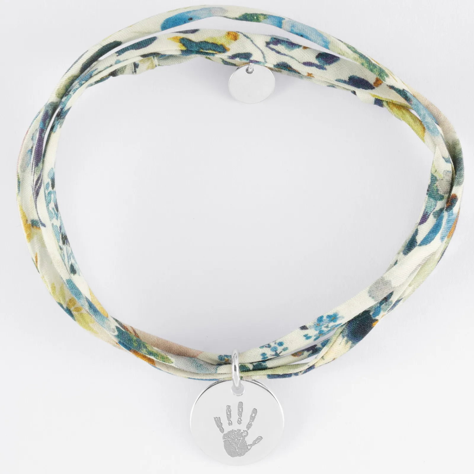 Best HappyBulle Bracelet 3 tours Liberty personnalisé médaille gravée argent coeur estampillé 15 mm - x Atelier Wagram Argent rhodié 925