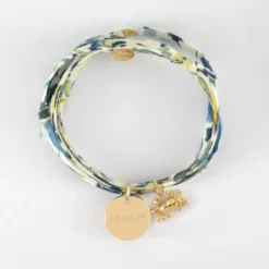 Outlet HappyBulle Bracelet 3 tours Liberty personnalisé médaille gravée plaqué or 15 mm et breloque(s) summer - à composer Plaqué or 18k