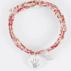 Sale HappyBulle Bracelet 3 tours Liberty personnalisé médaille gravée argent 19 mm et breloque petite fille scintillante 12 mm Argent rhodié 925