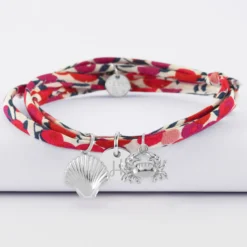 New HappyBulle Bracelet 3 tours Liberty personnalisé médaille gravée argent 10 mm et breloque(s) summer - à composer Argent rhodié 925