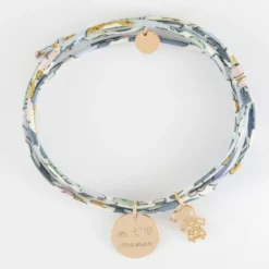 Hot HappyBulle Bracelet 3 tours Liberty personnalisé médaille gravée plaqué or 15 mm et breloque petite fille scintillante 12 mm Plaqué or 18k