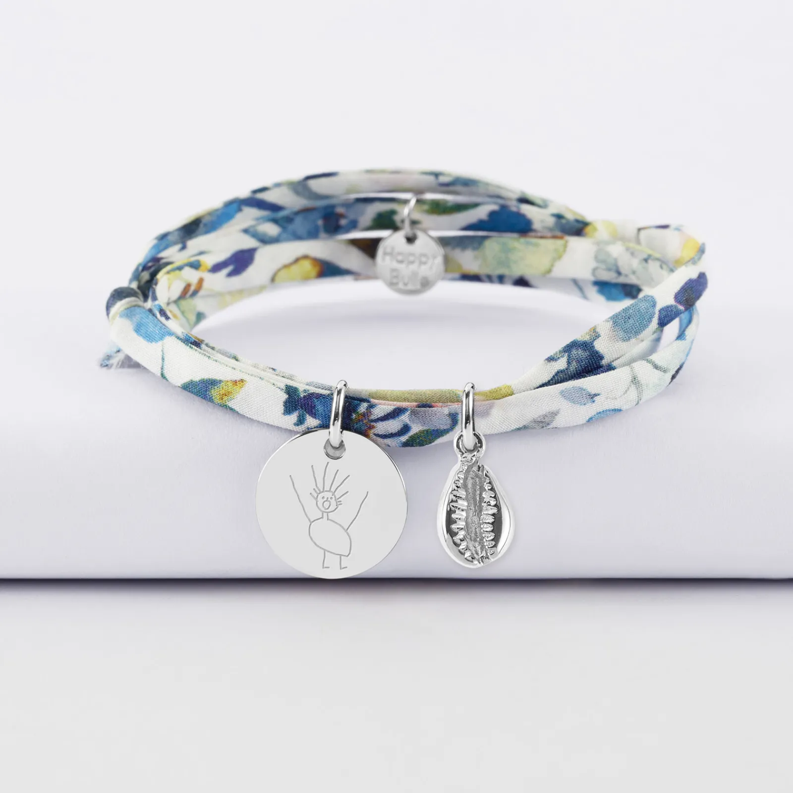 Online HappyBulle Bracelet 3 tours Liberty personnalisé médaille gravée argent 15 mm et breloque(s) summer - à composer Argent rhodié 925