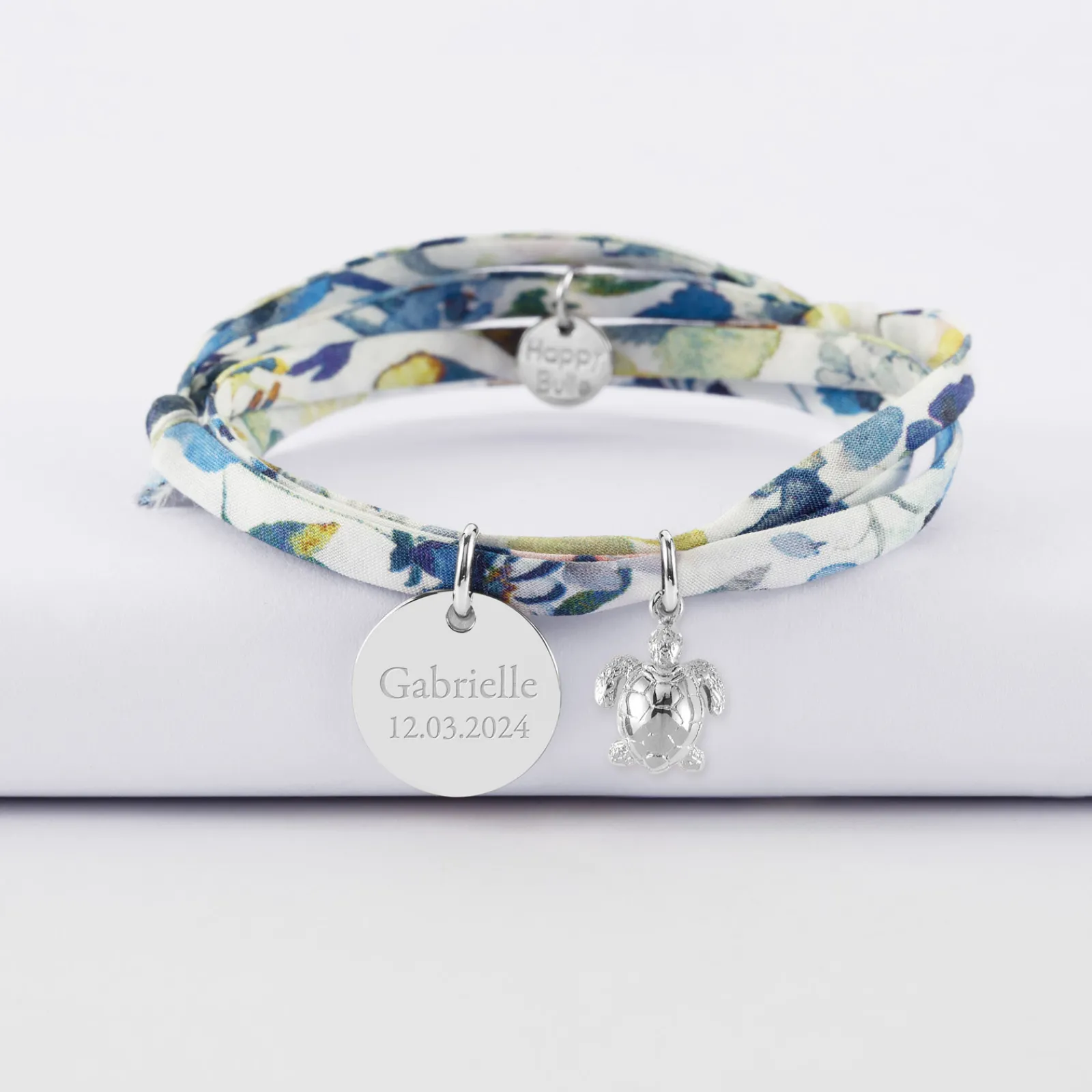 Online HappyBulle Bracelet 3 tours Liberty personnalisé médaille gravée argent 15 mm et breloque(s) summer - à composer Argent rhodié 925