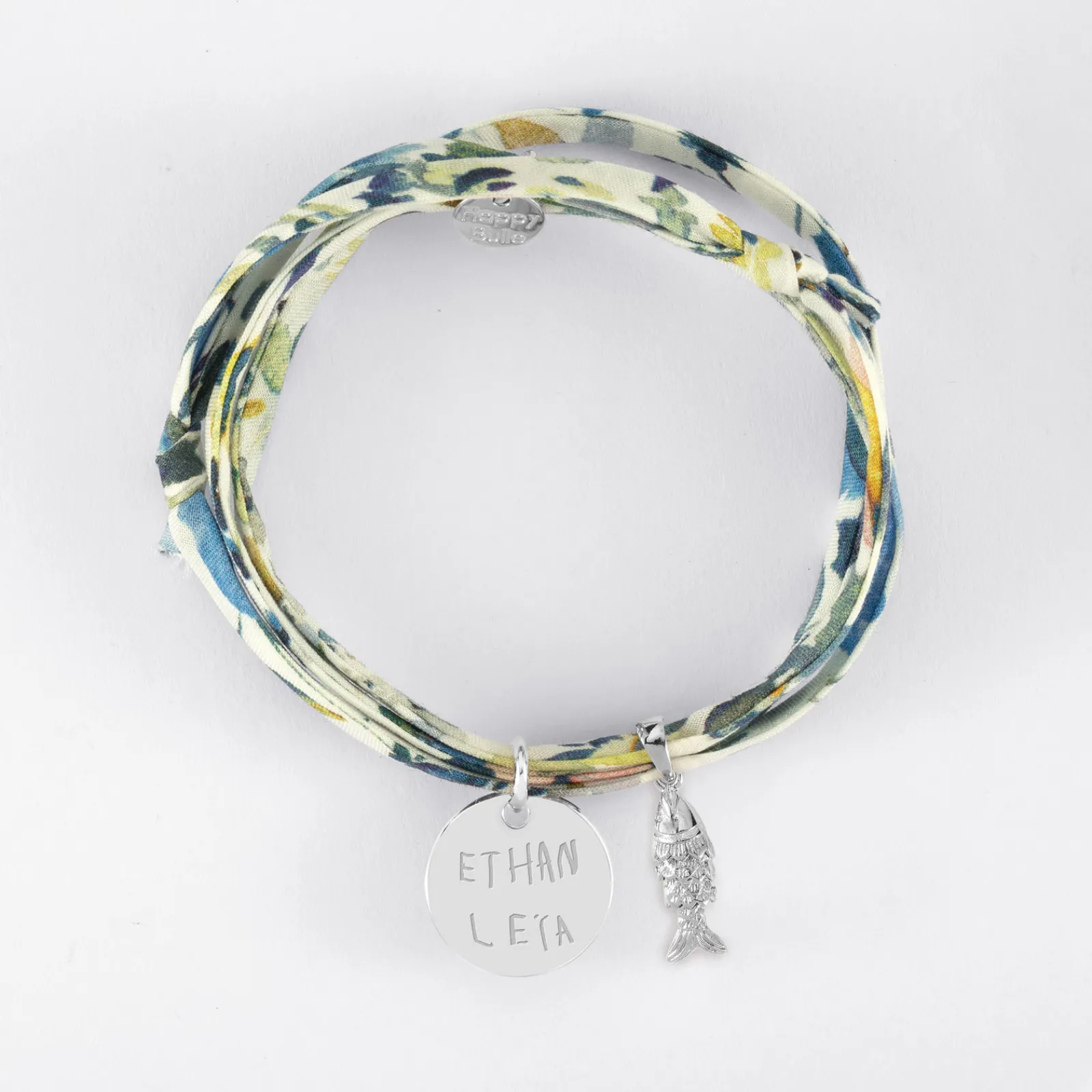 Online HappyBulle Bracelet 3 tours Liberty personnalisé médaille gravée argent 15 mm et breloque(s) summer - à composer Argent rhodié 925