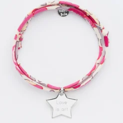 Clearance HappyBulle Bracelet 3 tours Liberty personnalisé prénom médaille gravée argent étoile 20x20 mm Argent rhodié 925