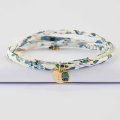 Clearance HappyBulle Bracelet 3 tours Liberty personnalisé médaille gravée plaqué or 10 mm et breloque rectangle zircon plaqué or 9 mm