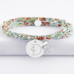 Best HappyBulle Bracelet 3 tours Liberty personnalisé médaille gravée argent 19 mm et breloque petit garçon scintillant 12 mm Argent rhodié 925