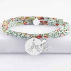 Best HappyBulle Bracelet 3 tours Liberty personnalisé médaille gravée argent 19 mm et breloque petit garçon scintillant 12 mm Argent rhodié 925