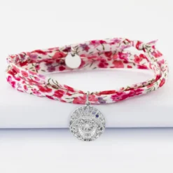 Discount HappyBulle Bracelet 3 tours Liberty personnalisé médaille Lune zircons crépuscule gravée argent 16 mm Argent rhodié 925