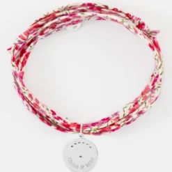 Discount HappyBulle Bracelet 3 tours Liberty personnalisé médaille Lune zircons crépuscule gravée argent 16 mm Argent rhodié 925