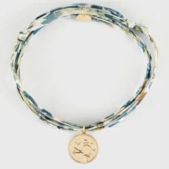 Clearance HappyBulle Bracelet 3 tours Liberty personnalisé médaille gravée plaqué or ange texturée 14 mm Plaqué or 18k