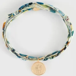 Clearance HappyBulle Bracelet 3 tours Liberty personnalisé médaille gravée plaqué or ange texturée 14 mm Plaqué or 18k