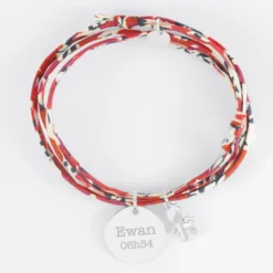 Hot HappyBulle Bracelet 3 tours Liberty personnalisé médaille gravée argent 19 mm et breloque petit garçon zircon 12 mm Argent rhodié 925
