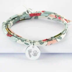 Outlet HappyBulle Bracelet 3 tours Liberty personnalisé médaille gravée argent 15 mm Argent rhodié 925