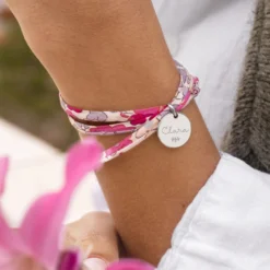Outlet HappyBulle Bracelet 3 tours Liberty personnalisé médaille gravée argent 15 mm Argent rhodié 925