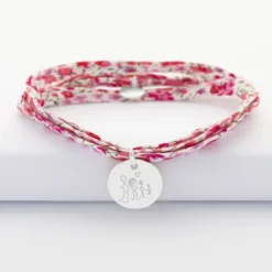 Outlet HappyBulle Bracelet 3 tours Liberty personnalisé médaille gravée argent 15 mm Argent rhodié 925
