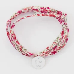 Outlet HappyBulle Bracelet 3 tours Liberty personnalisé médaille gravée argent 15 mm Argent rhodié 925