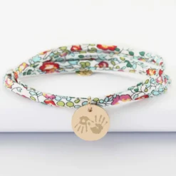 Clearance HappyBulle Bracelet 3 tours Liberty personnalisé médaille martelée gravée plaqué or 15 mm Plaqué or 18k