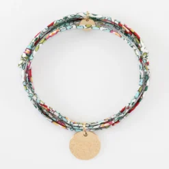 Clearance HappyBulle Bracelet 3 tours Liberty personnalisé médaille martelée gravée plaqué or 15 mm Plaqué or 18k