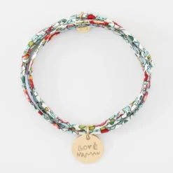Clearance HappyBulle Bracelet 3 tours Liberty personnalisé médaille martelée gravée plaqué or 15 mm Plaqué or 18k