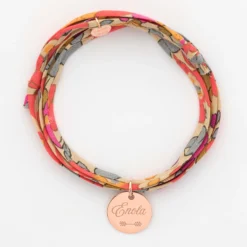 Hot HappyBulle Bracelet 3 tours Liberty personnalisé médaille gravée plaqué or rose 15 mm Plaqué or rose 18k