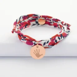 Hot HappyBulle Bracelet 3 tours Liberty personnalisé médaille gravée plaqué or rose 15 mm Plaqué or rose 18k