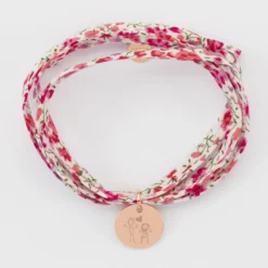 Hot HappyBulle Bracelet 3 tours Liberty personnalisé médaille gravée plaqué or rose 15 mm Plaqué or rose 18k