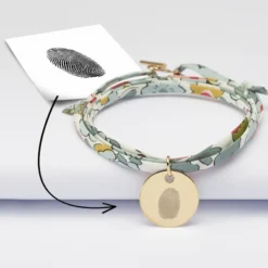 HappyBulle Bracelet 3 tours Liberty personnalisé médaille gravée plaqué or 19 mm Plaqué or 18k