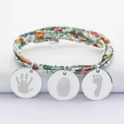 New HappyBulle Bracelet 3 tours Liberty personnalisé 3 médailles gravées argent 19 mm Argent rhodié 925