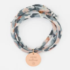 HappyBulle Bracelet 3 tours Liberty personnalisé médaille gravée plaqué or rose 19 mm Plaqué or rose 18k