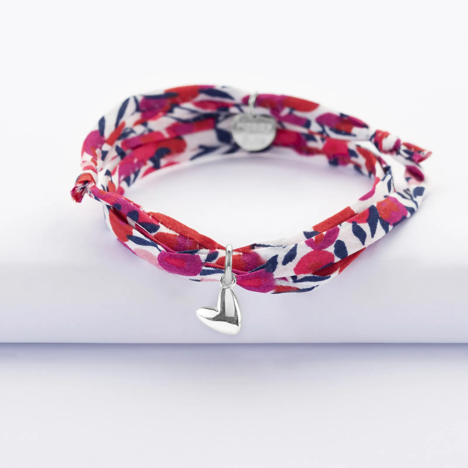 Hot HappyBulle Bracelet 3 tours Liberty petit coeur bombé argent 7 mm - x Atelier Wagram Argent rhodié 925