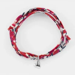 Hot HappyBulle Bracelet 3 tours Liberty petit coeur bombé argent 7 mm - x Atelier Wagram Argent rhodié 925