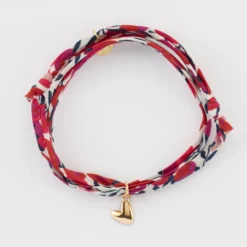 Online HappyBulle Bracelet 3 tours Liberty petit coeur bombé plaqué or 7 mm - x Atelier Wagram Plaqué or 18k