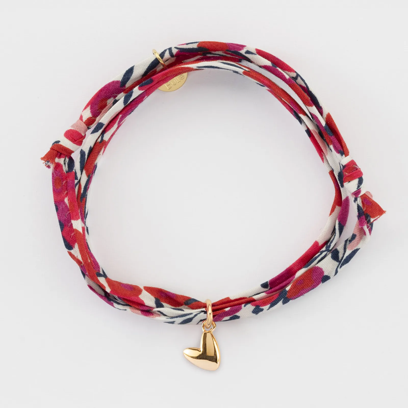 Online HappyBulle Bracelet 3 tours Liberty petit coeur bombé plaqué or 7 mm - x Atelier Wagram Plaqué or 18k