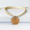 Sale HappyBulle Bracelet 3 tours médaille gravée bois dormeuse ronde 20 mm "Mum of three"