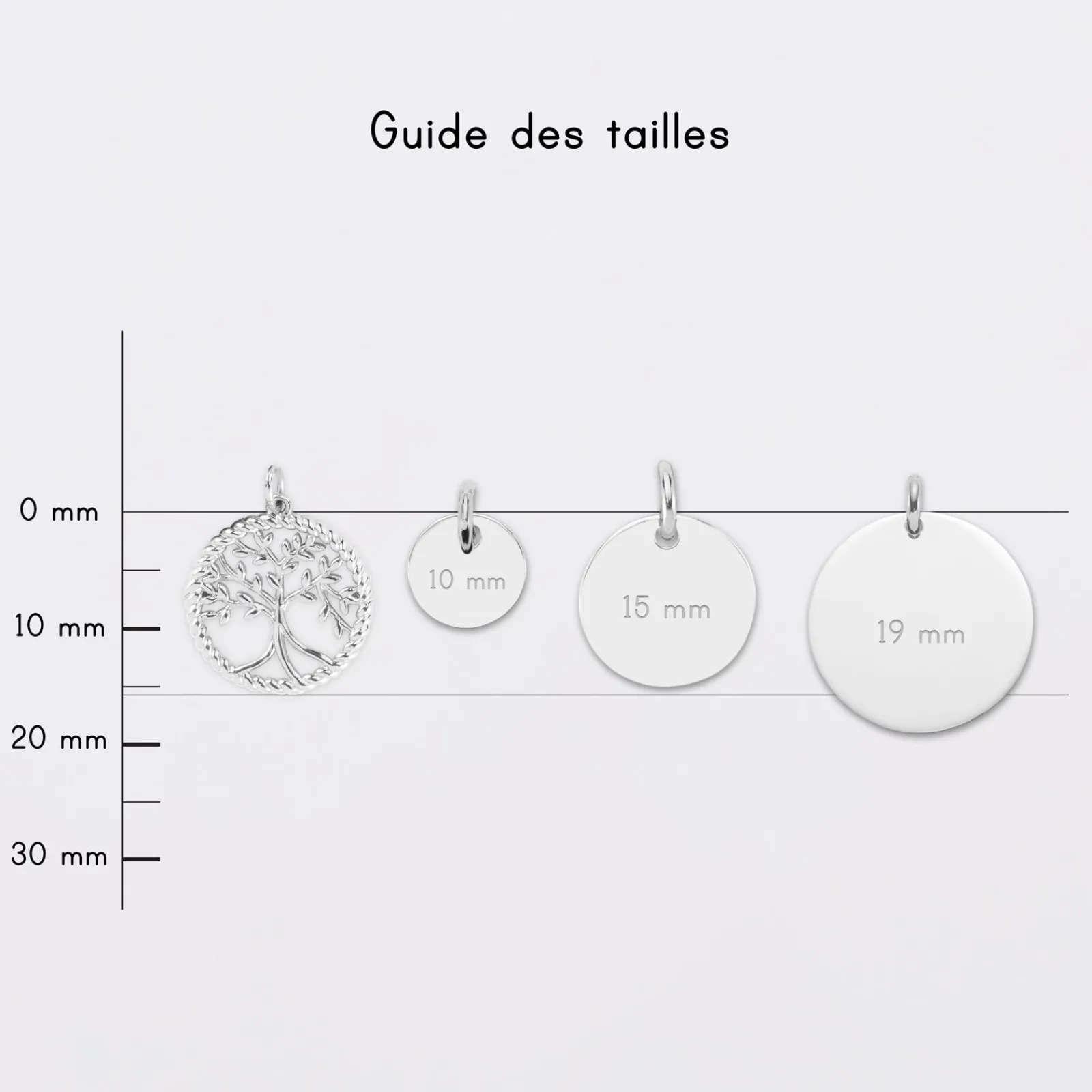 Outlet HappyBulle Breloque arbre de vie contour torsadé argent 16 mm Argent rhodié 925