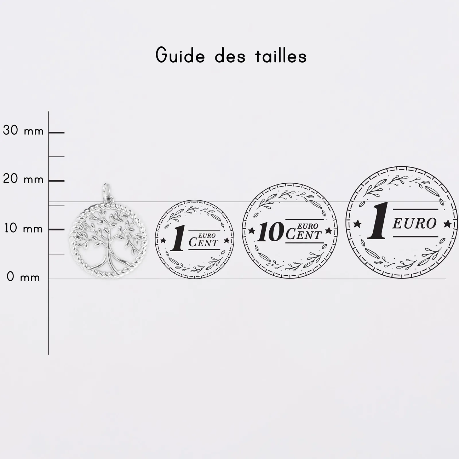 Outlet HappyBulle Breloque arbre de vie contour torsadé argent 16 mm Argent rhodié 925