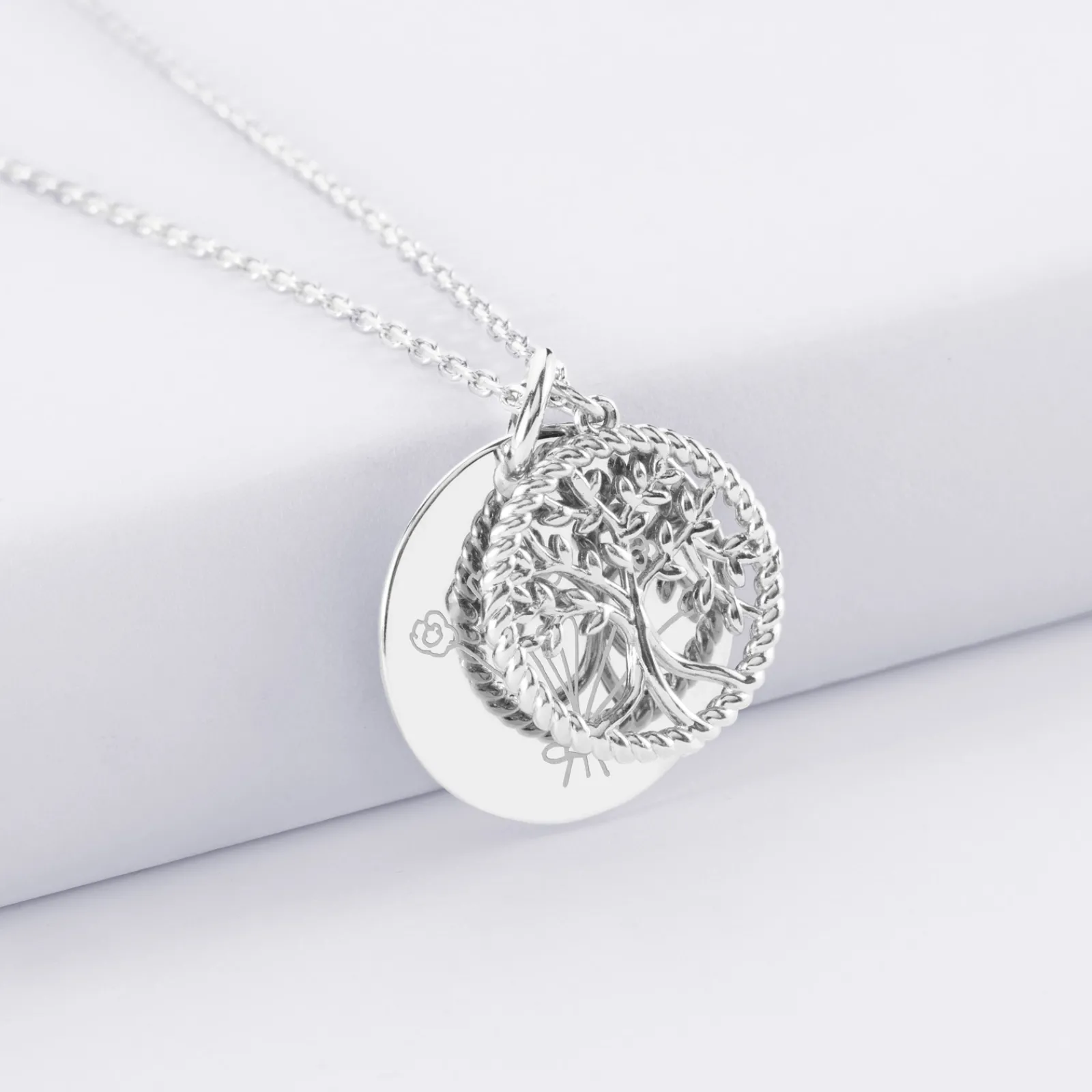 Outlet HappyBulle Breloque arbre de vie contour torsadé argent 16 mm Argent rhodié 925