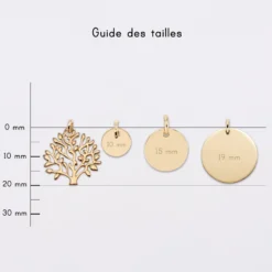 HappyBulle Breloque arbre de vie plaqué or 20 mm Plaqué or 18k