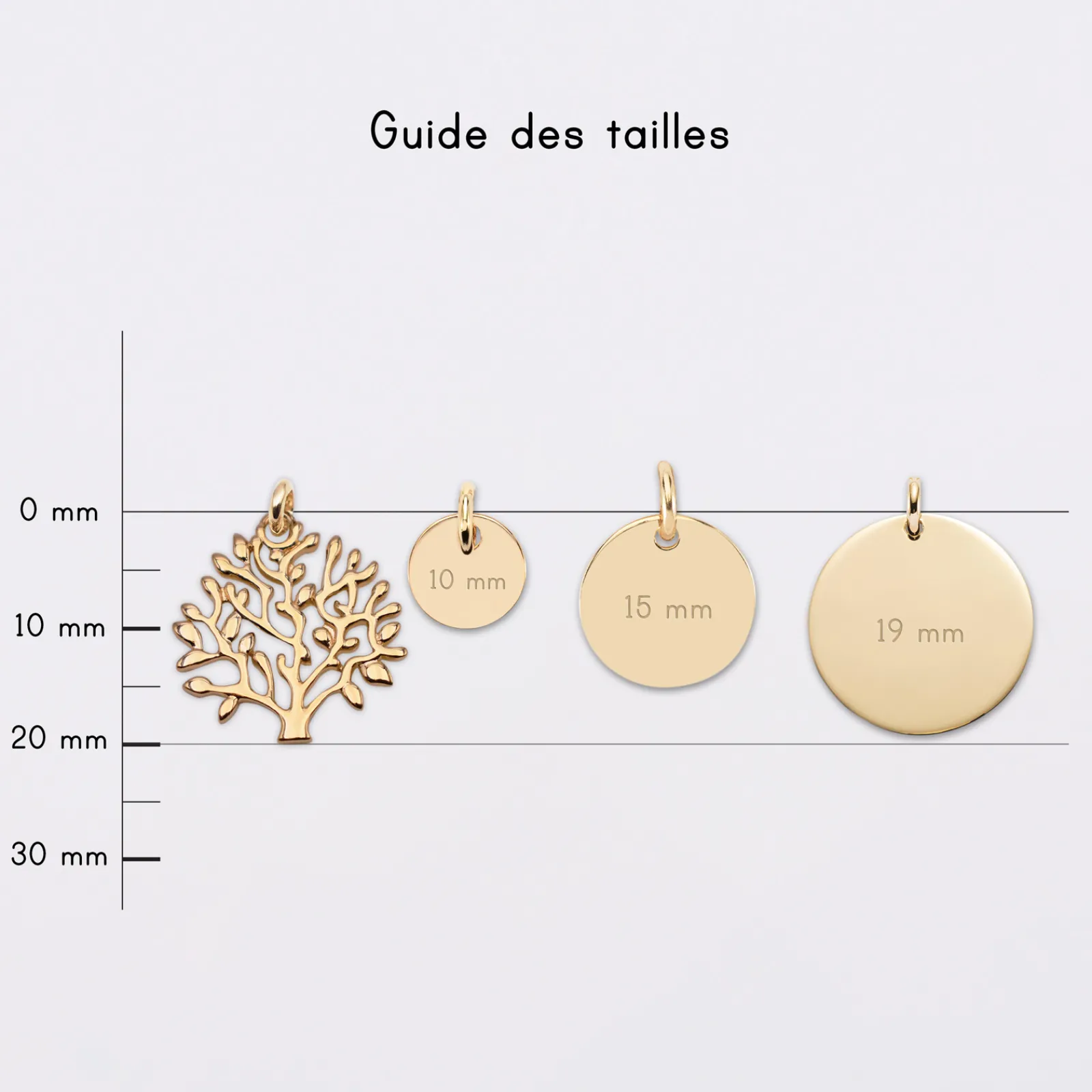 HappyBulle Breloque arbre de vie plaqué or 20 mm Plaqué or 18k