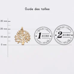 HappyBulle Breloque arbre de vie plaqué or 20 mm Plaqué or 18k