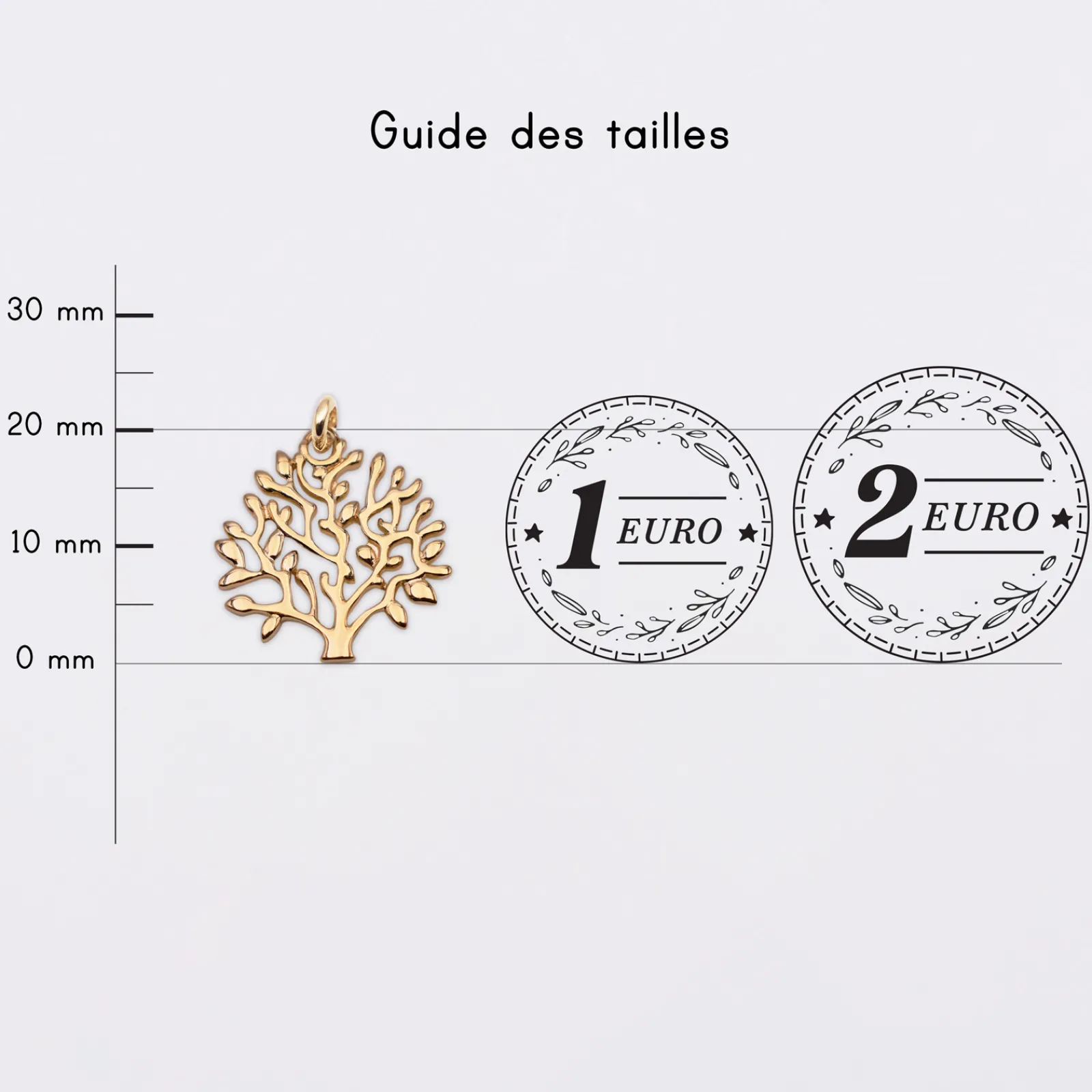 HappyBulle Breloque arbre de vie plaqué or 20 mm Plaqué or 18k