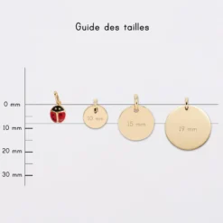 Clearance HappyBulle Breloque coccinelle email et plaqué or 8 mm Plaqué or 18k