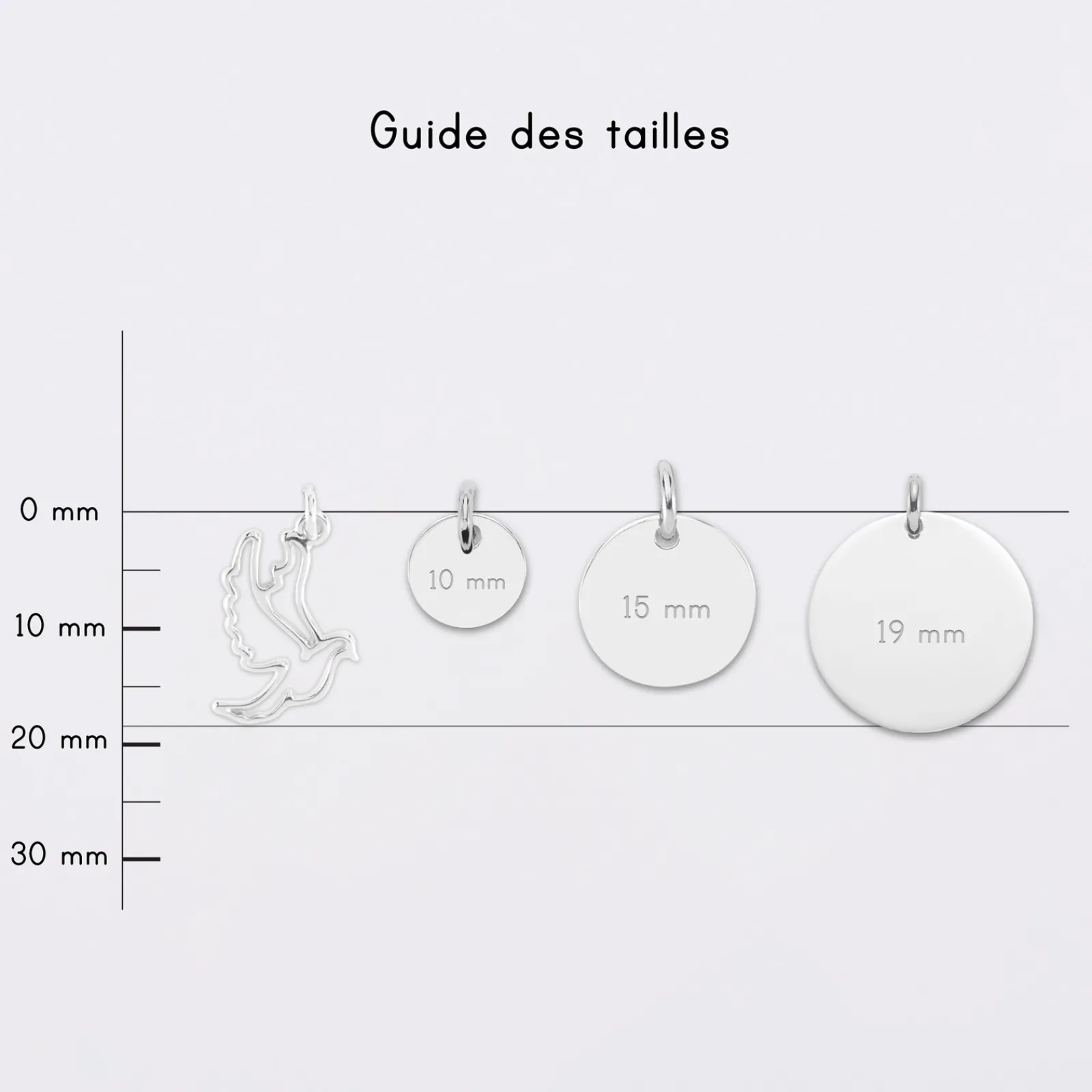 Discount HappyBulle Breloque colombe argent 18 mm Argent rhodié 925