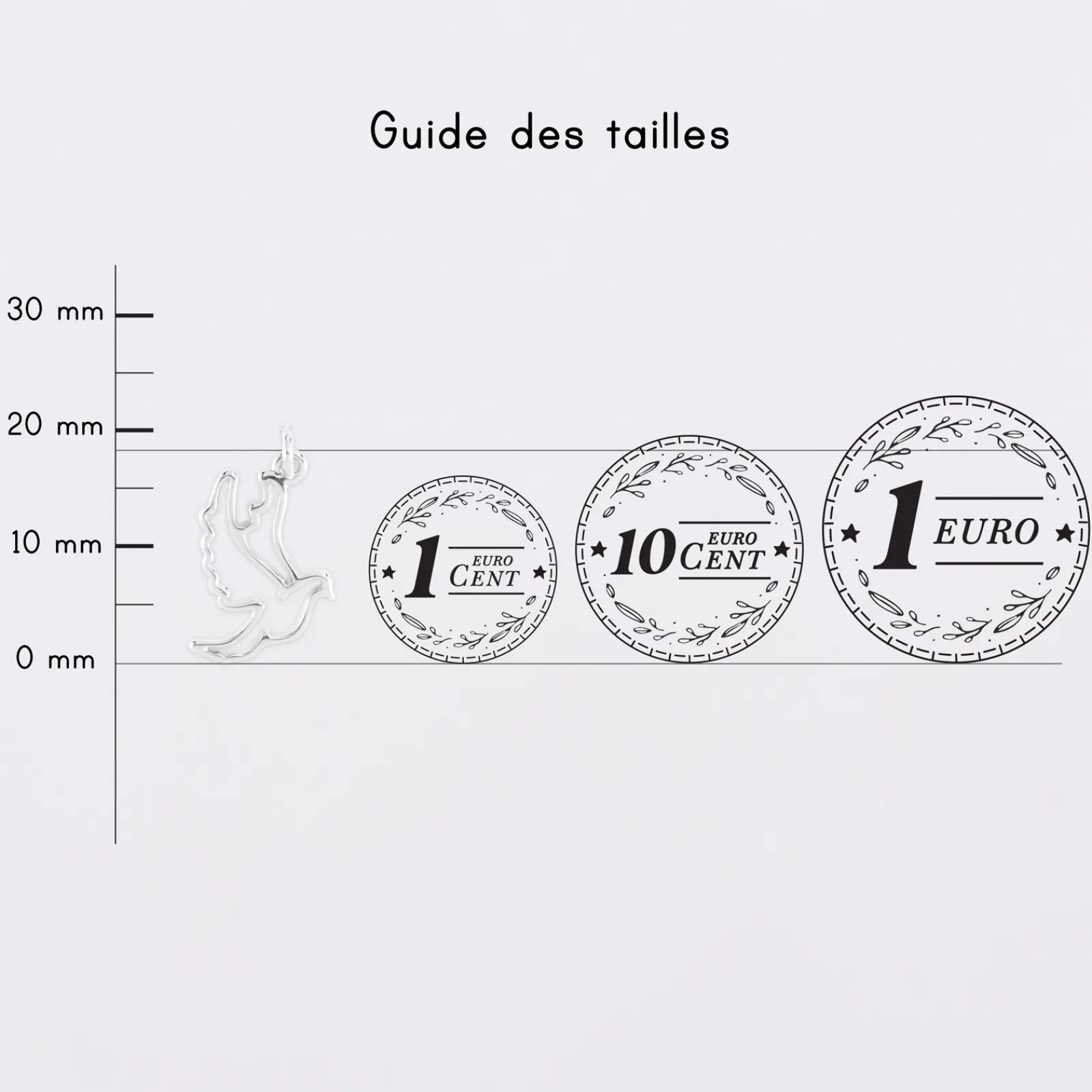 Discount HappyBulle Breloque colombe argent 18 mm Argent rhodié 925