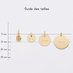 Sale HappyBulle Breloque coquillage cauri plaqué or 10 mm Plaqué or 18k