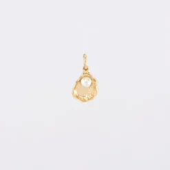 Clearance HappyBulle Breloque coquillage perle blanche plaqué or 12 mm