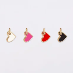 New HappyBulle Breloque cœur email et plaqué or 10 mm Plaqué or 18k